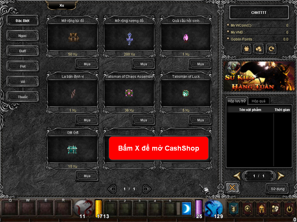 Chức năng chính của Game MU Đại Nam Chức năng chính của Game MU Đại Nam
